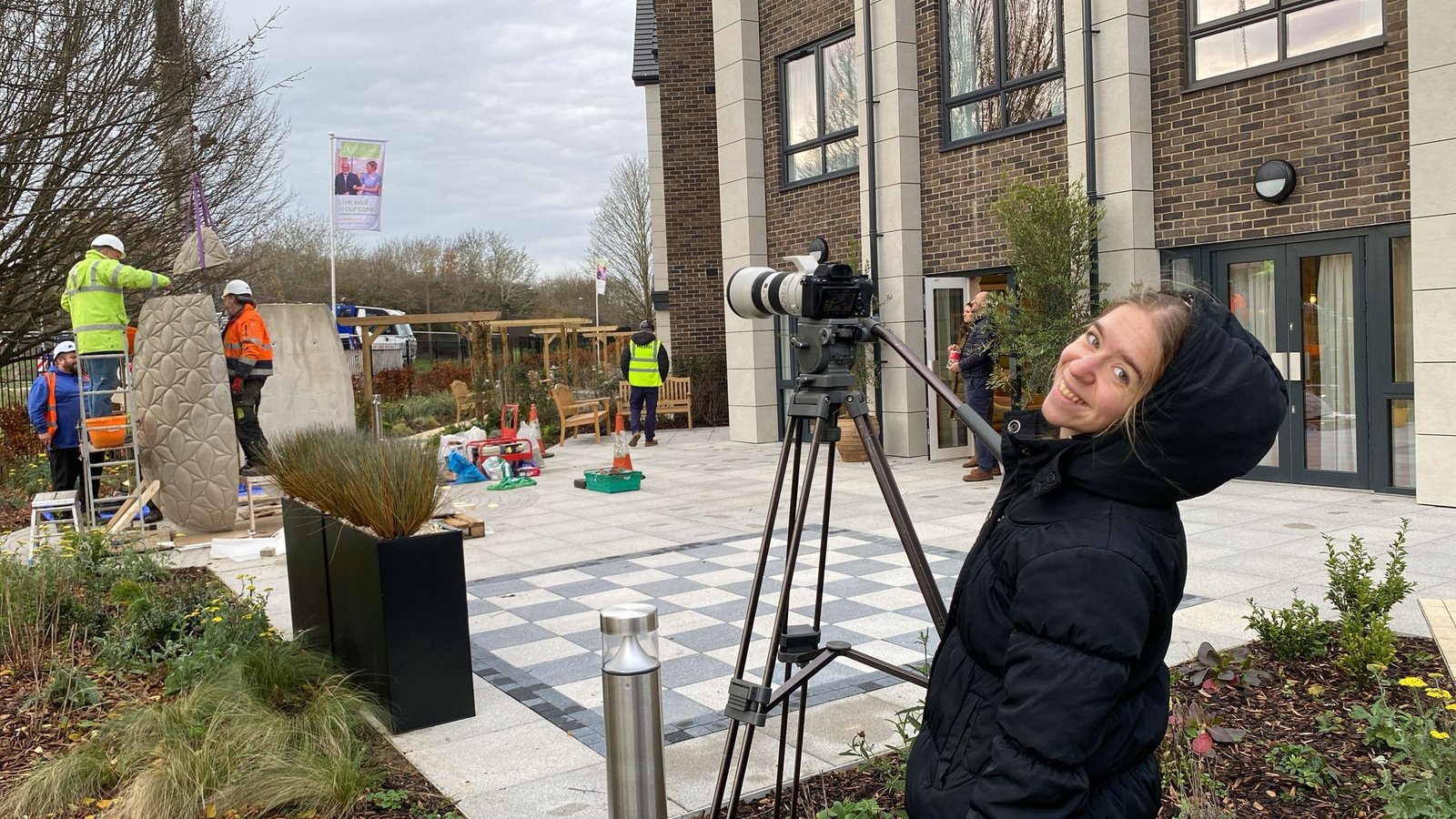 Sonia posing while on set